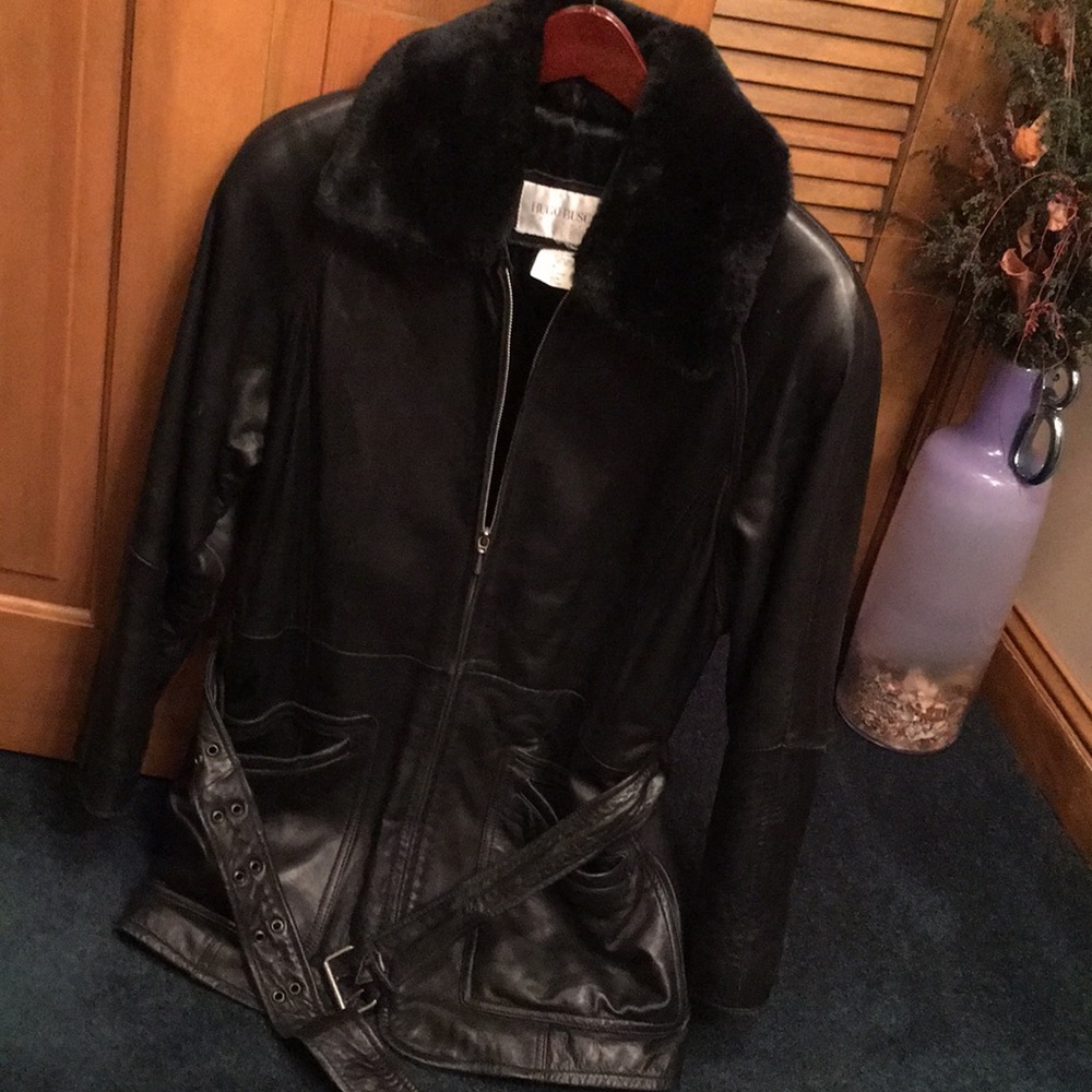 Hugo Boss black leather coat